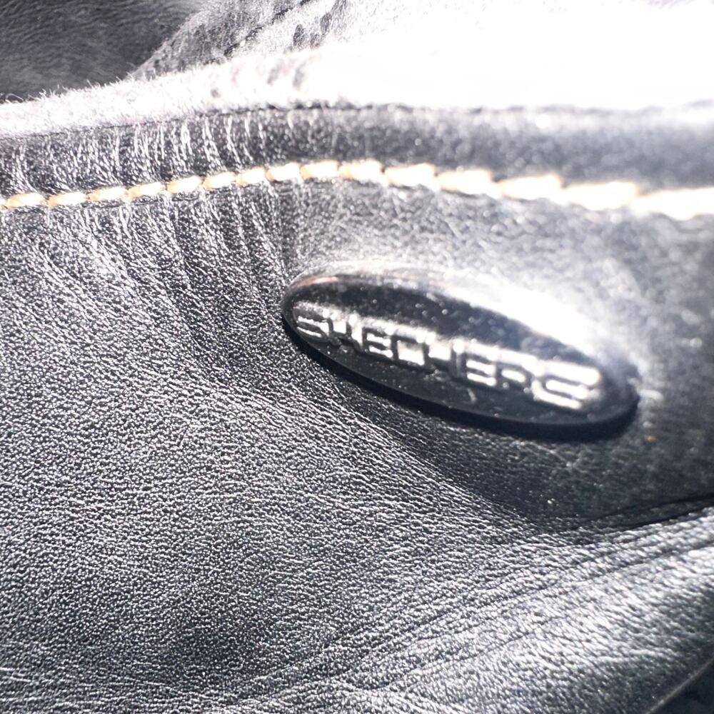Skechers Black Leather Y2K Stitching Grunge Chunky Lug Sole Lace Up Boots 8.5 - Picture 9 of 11
